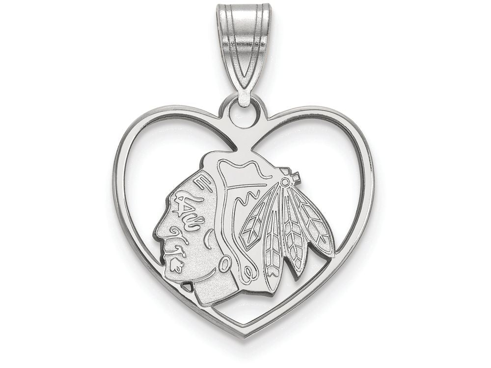 LogoArt Sterling Silver Chicago Blackhawks Pendant Necklace In Heart