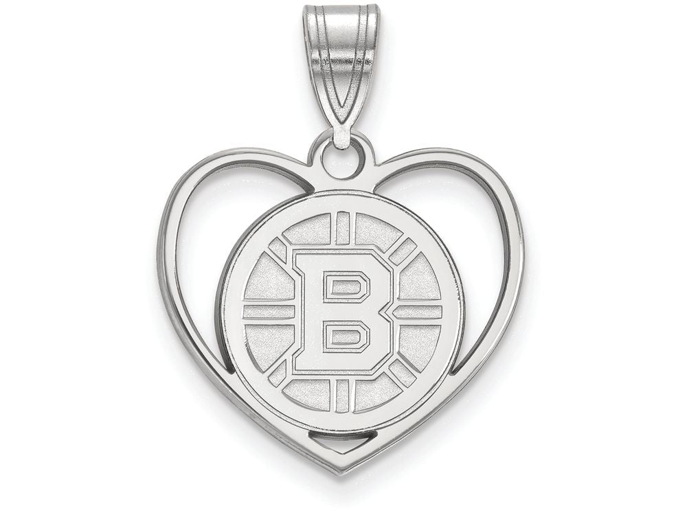LogoArt Sterling Silver Boston Bruins Pendant Necklace In Heart