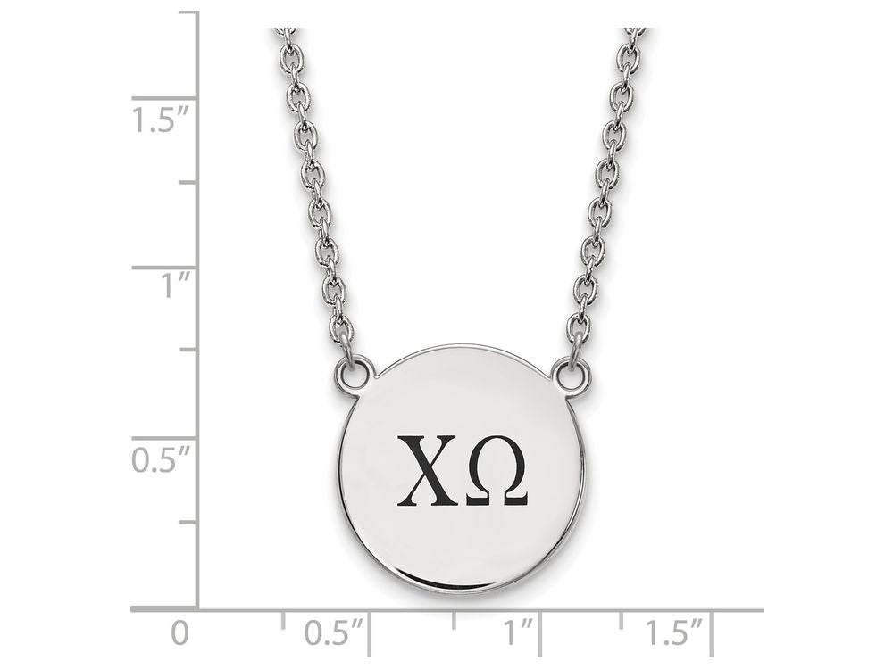 LogoArt Sterling Silver Chi Omega Small Enameled Pendant Necklace With 18 Inch