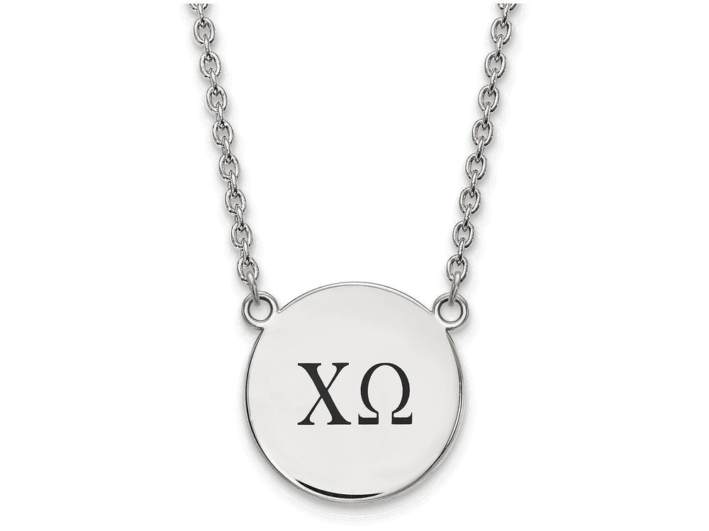 LogoArt Sterling Silver Chi Omega Small Enameled Pendant Necklace With 18 Inch