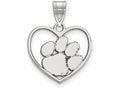 LogoArt Sterling Silver Clemson University Pendant Necklace In Heart