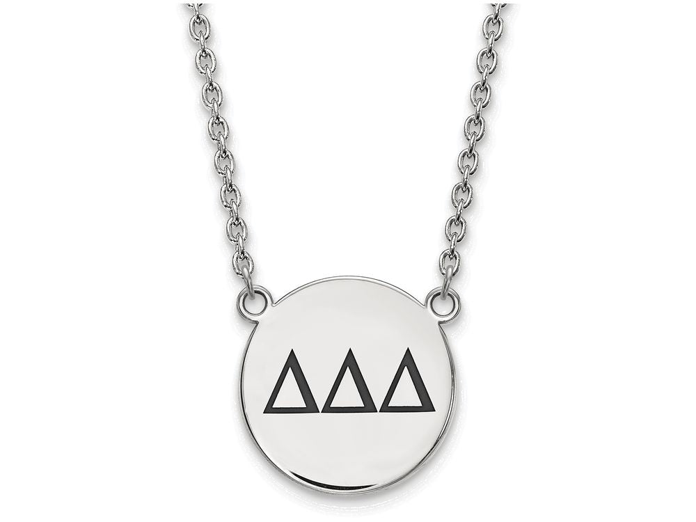 LogoArt Sterling Silver Delta Delta Delta Small Enameled Pendant Necklace With 18 Inch