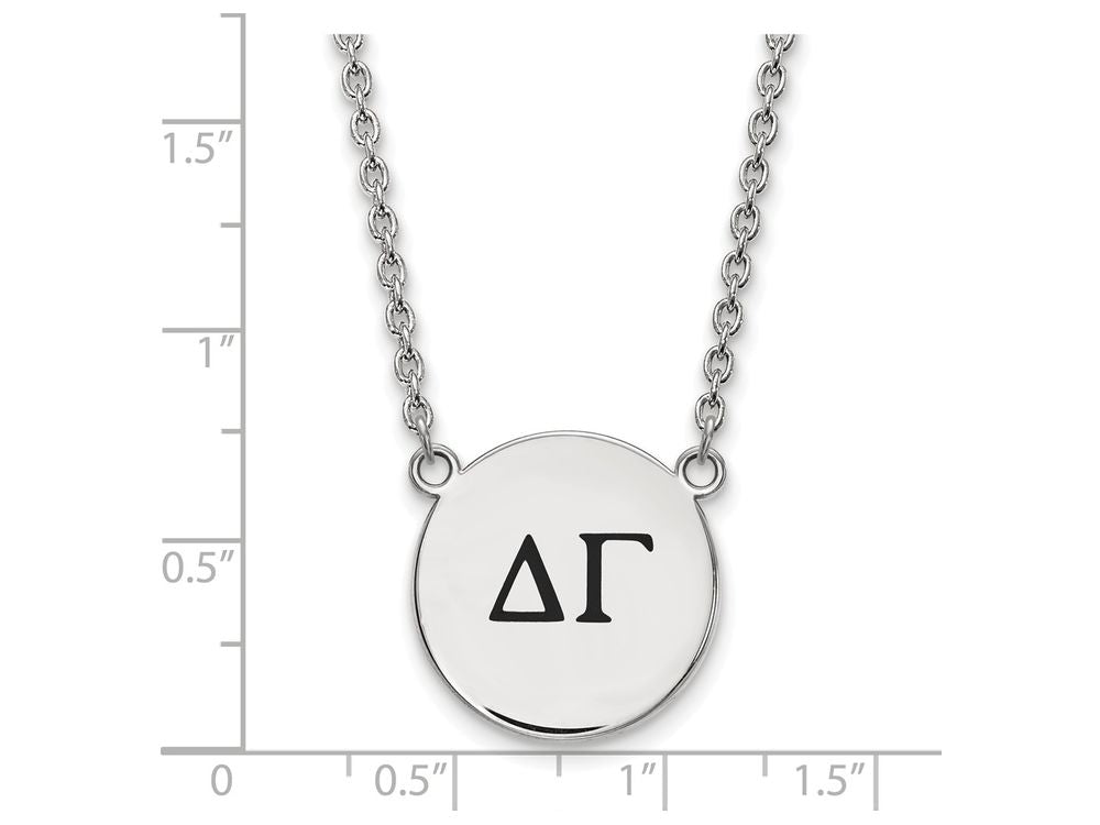 LogoArt Sterling Silver Delta Gamma Small Enameled Pendant Necklace With 18 Inch