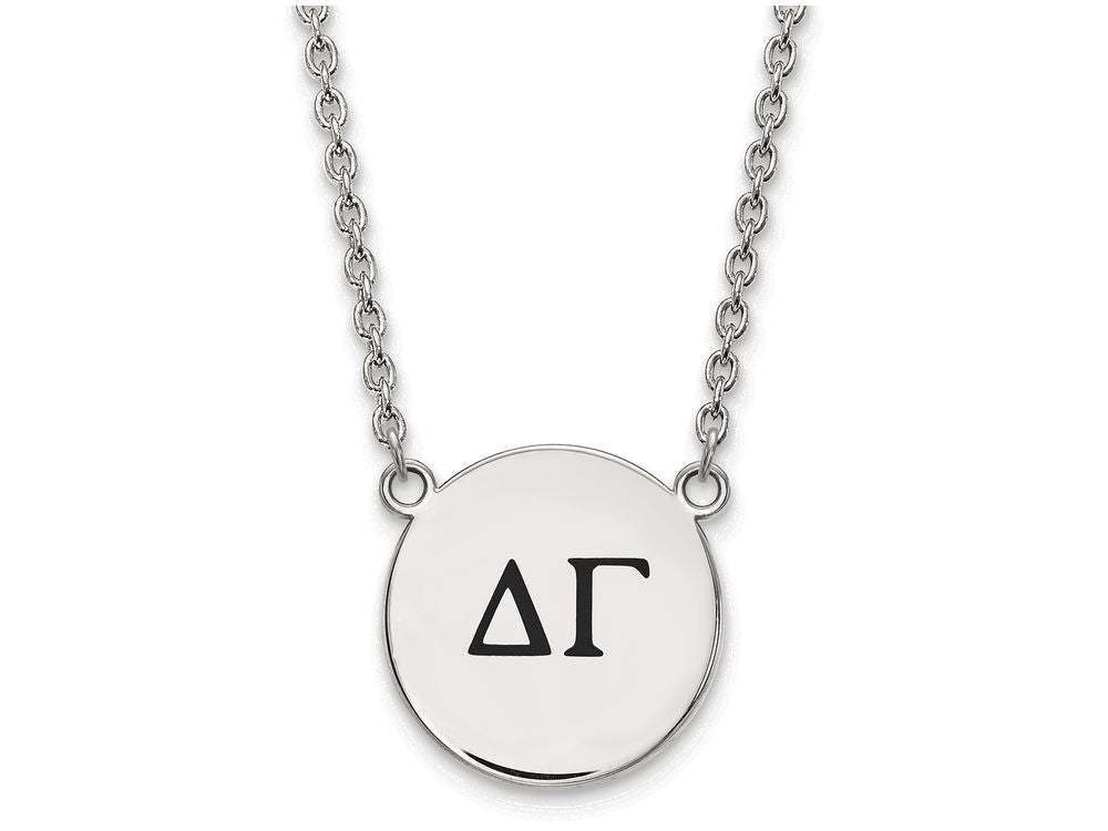 LogoArt Sterling Silver Delta Gamma Small Enameled Pendant Necklace With 18 Inch