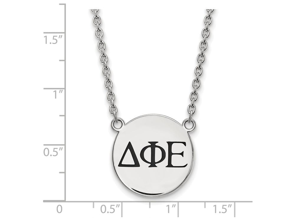 LogoArt Sterling Silver Delta Phi Epsilon Small Enameled Pendant Necklace With 18 Inch