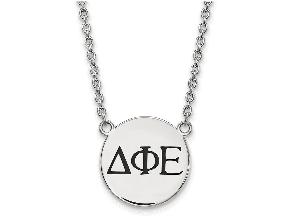LogoArt Sterling Silver Delta Phi Epsilon Small Enameled Pendant Necklace With 18 Inch