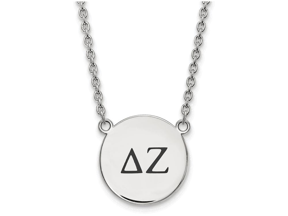LogoArt Sterling Silver Delta Zeta Small Enameled Pendant Necklace With 18 Inch
