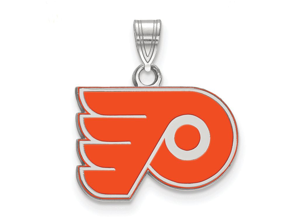 LogoArt Sterling Silver Philadelphia Flyers Small Enamel Pendant Necklace