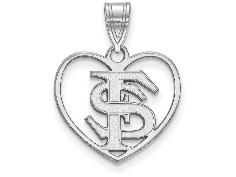 LogoArt Sterling Silver Florida State University Pendant Necklace In Heart