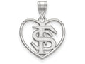 LogoArt Sterling Silver Florida State University Pendant Necklace In Heart