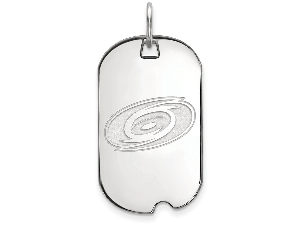 Logoart 925 Sterling Silver Carolina Hurricanes Small Dog Tag Pendant Necklace