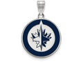 LogoArt Sterling Silver Winnipeg Jets Large Enamel Pendant Necklace