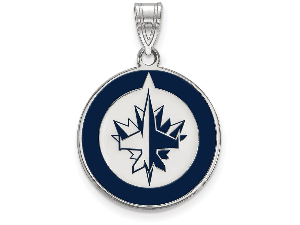 LogoArt Sterling Silver Winnipeg Jets Large Enamel Pendant Necklace