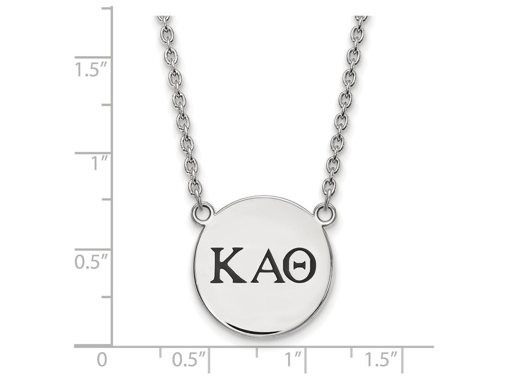 LogoArt Sterling Silver Kappa Alpha Theta Small Enameled Pendant Necklace With 18 Inch