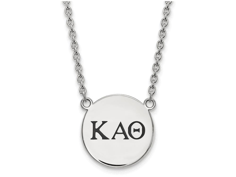 LogoArt Sterling Silver Kappa Alpha Theta Small Enameled Pendant Necklace With 18 Inch