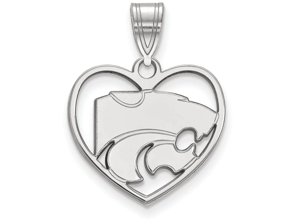 LogoArt Sterling Silver Kansas State University Pendant Necklace In Heart