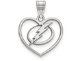 LogoArt Sterling Silver Tampa Bay Ligtning Pendant Necklace In Heart