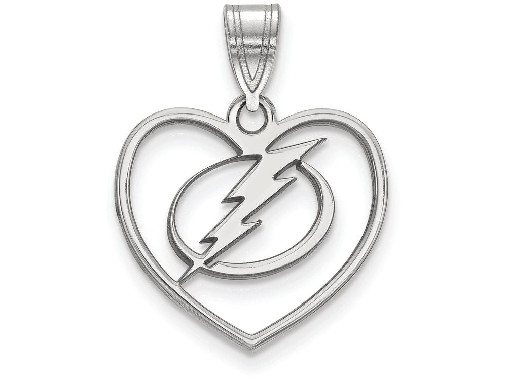 LogoArt Sterling Silver Tampa Bay Ligtning Pendant Necklace In Heart
