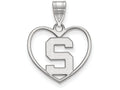 LogoArt Sterling Silver Michigan State University Pendant Necklace In Heart