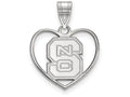 LogoArt Sterling Silver North Carolina State University Pendant Necklace In Heart
