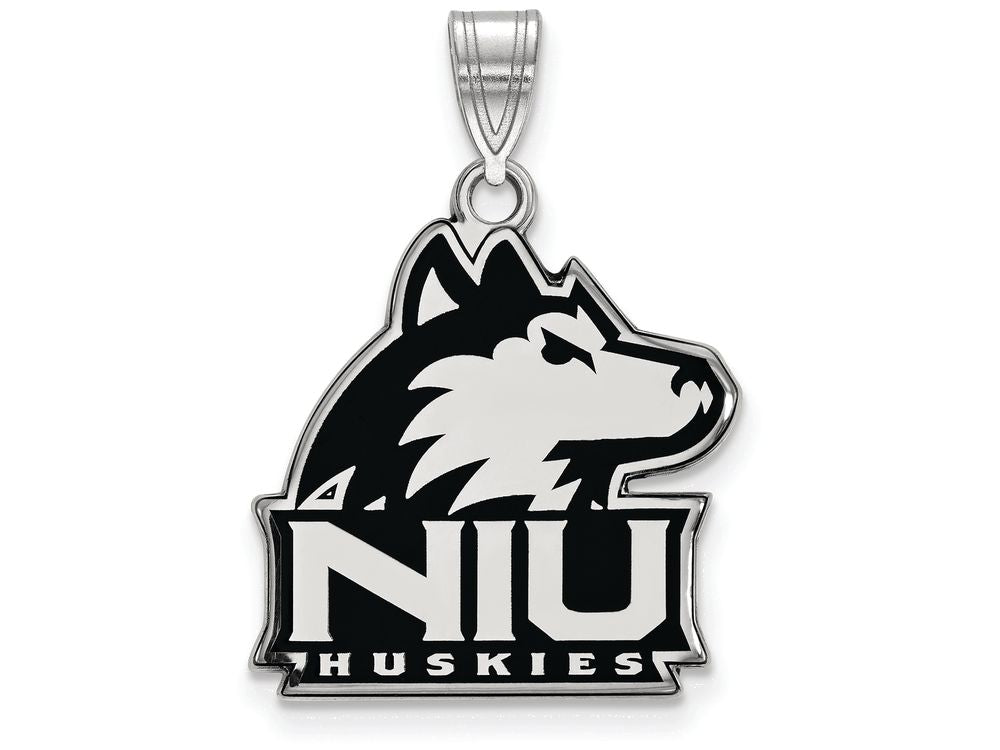 LogoArt Sterling Silver Northern Illinois University Large Enamel Pendant Necklace