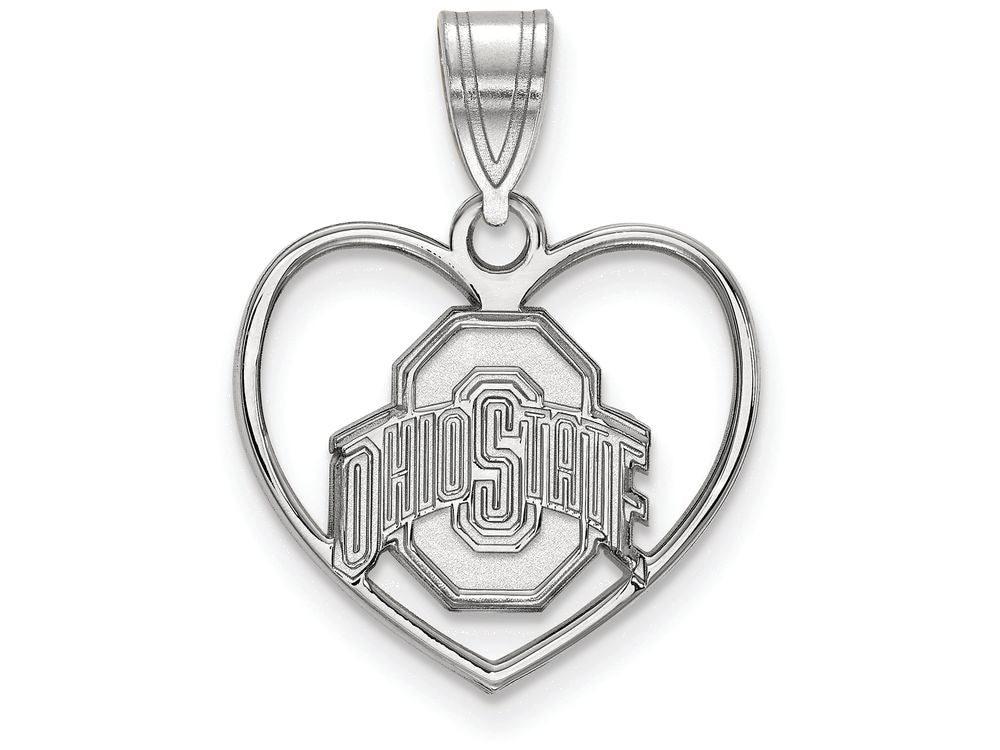 LogoArt Sterling Silver Ohio State University Pendant Necklace In Heart