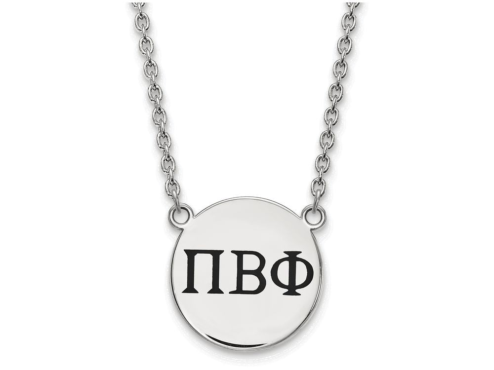 LogoArt Sterling Silver Pi Beta Phi Small Enameled Pendant Necklace With 18 Inch