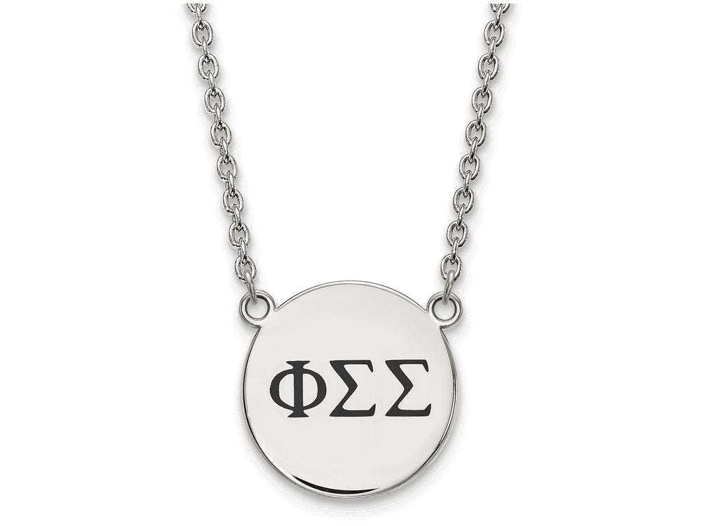 LogoArt Sterling Silver Phi Sigma Sigma Small Enameled Pendant Necklace With 18 Inch