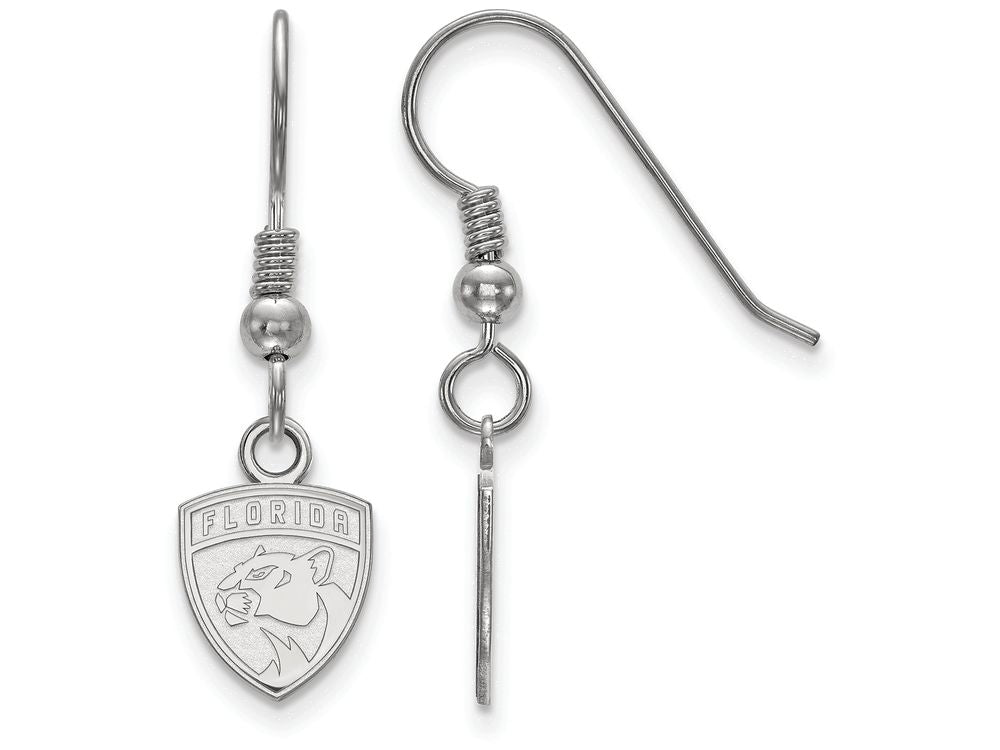 Logoart 925 Sterling Silver Florida Panthers Extra Small Dangle Earrings Wire