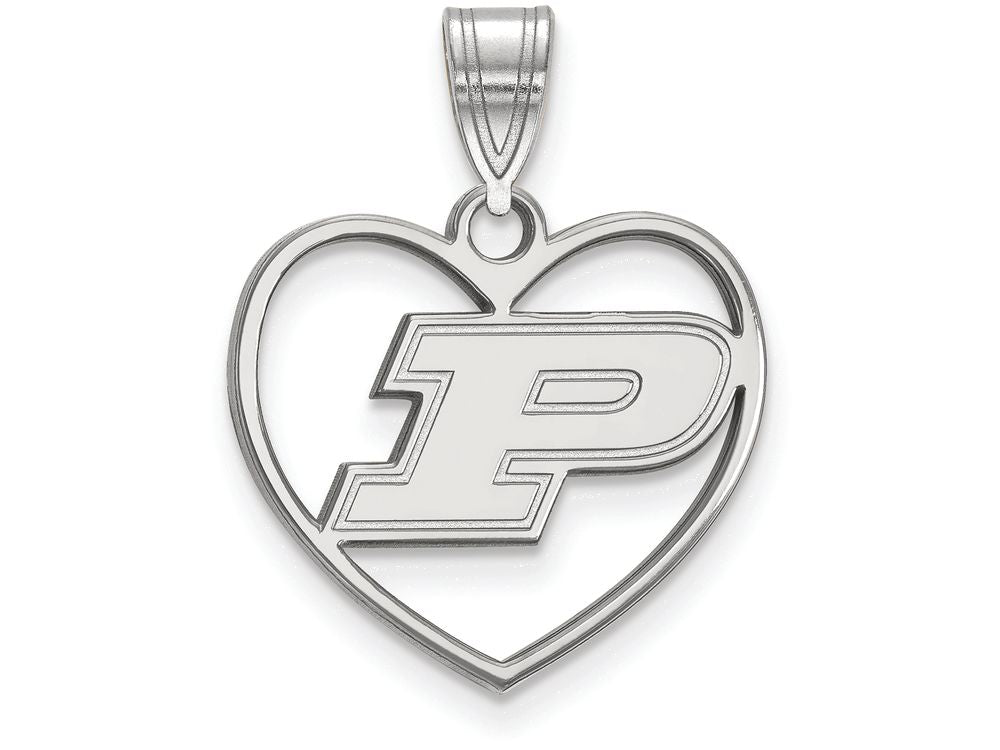 LogoArt Sterling Silver Purdue Pendant Necklace In Heart