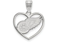 LogoArt Sterling Silver Detroit Red Wings Pendant Necklace In Heart