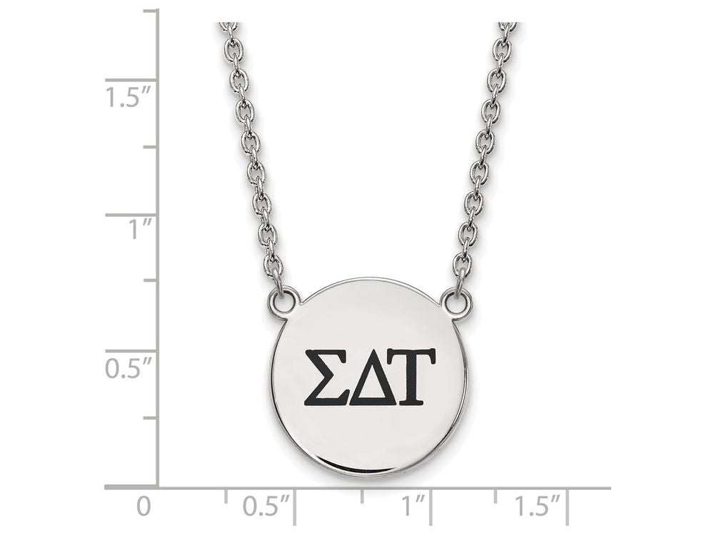 LogoArt Sterling Silver Sigma Delta Tau Small Enameled Pendant Necklace With 18 Inch