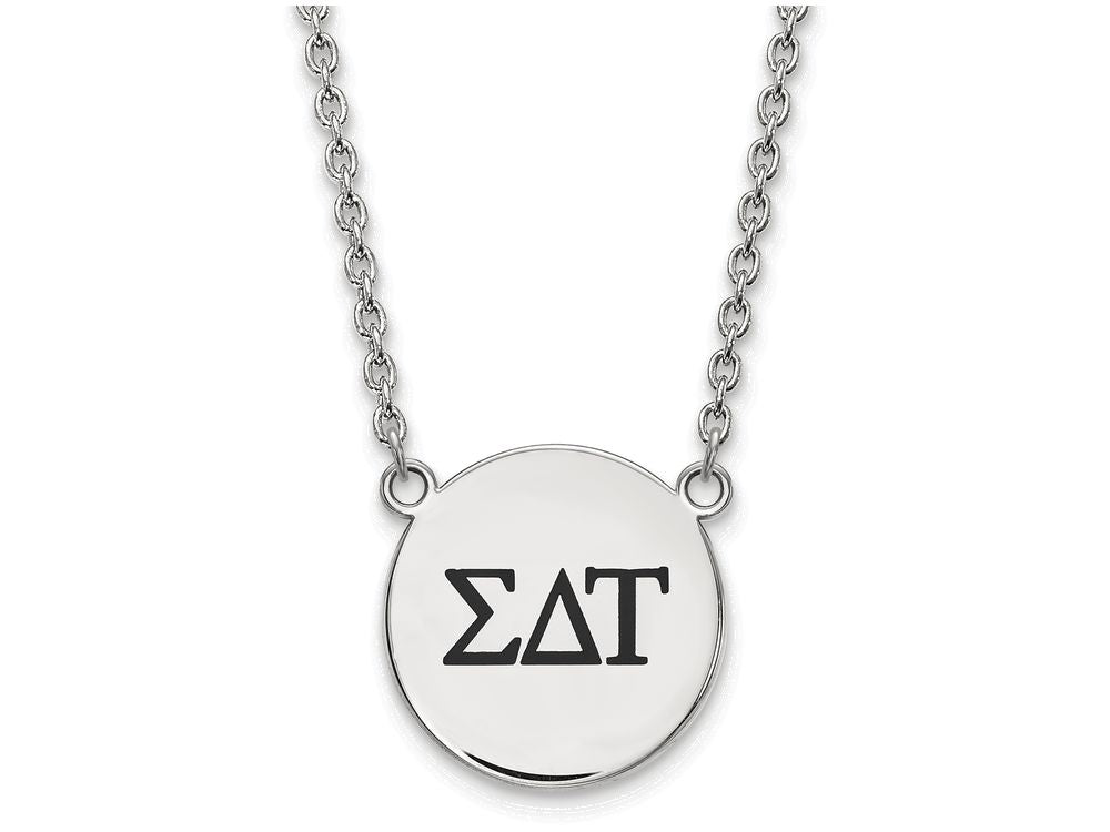 LogoArt Sterling Silver Sigma Delta Tau Small Enameled Pendant Necklace With 18 Inch