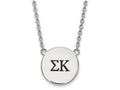 LogoArt Sterling Silver Sigma Kappa Small Enameled Pendant Necklace With 18 Inch