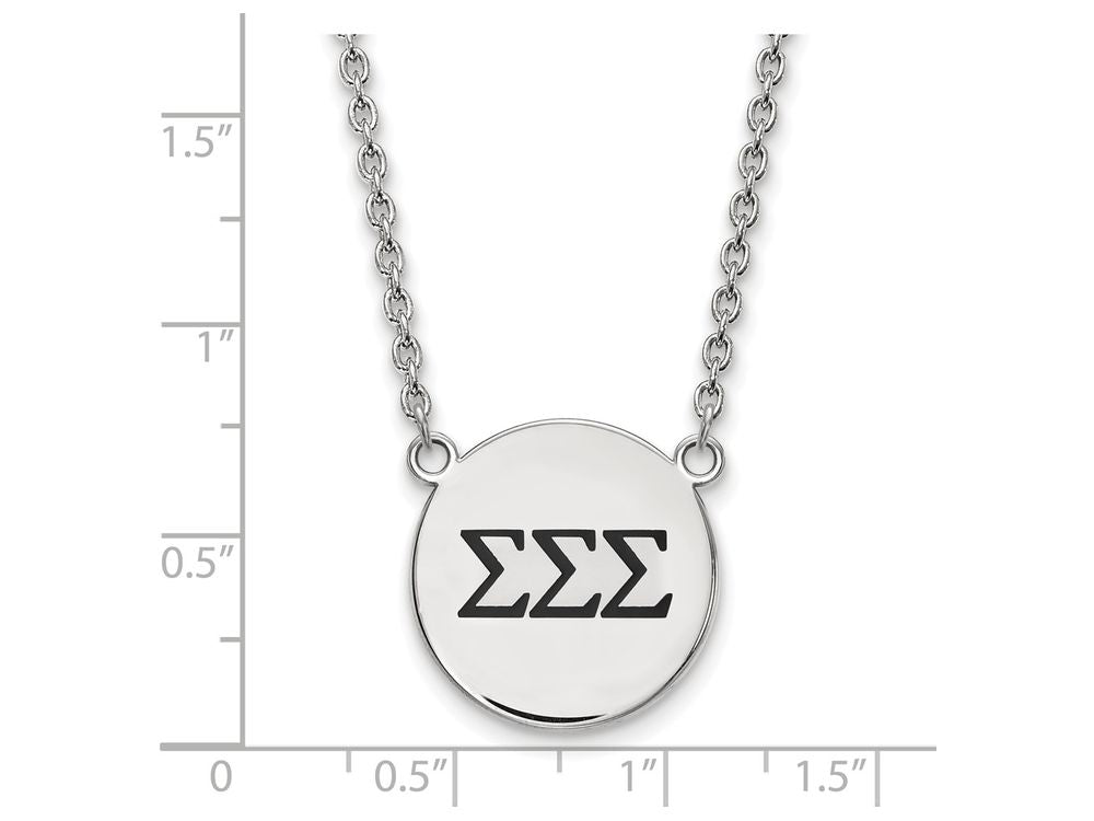 LogoArt Sterling Silver Sigma Sigma Sigma Small Enameled Pendant Necklace With 18 Inch