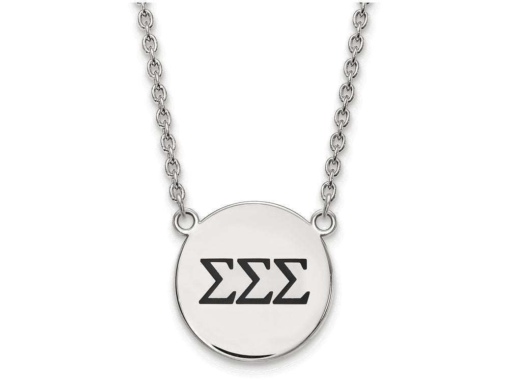 LogoArt Sterling Silver Sigma Sigma Sigma Small Enameled Pendant Necklace With 18 Inch