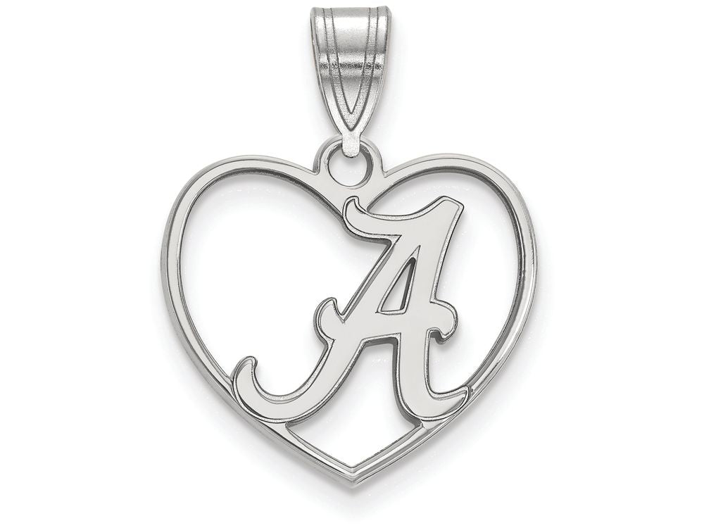 LogoArt Sterling Silver University Of Alabama Pendant Necklace In Heart
