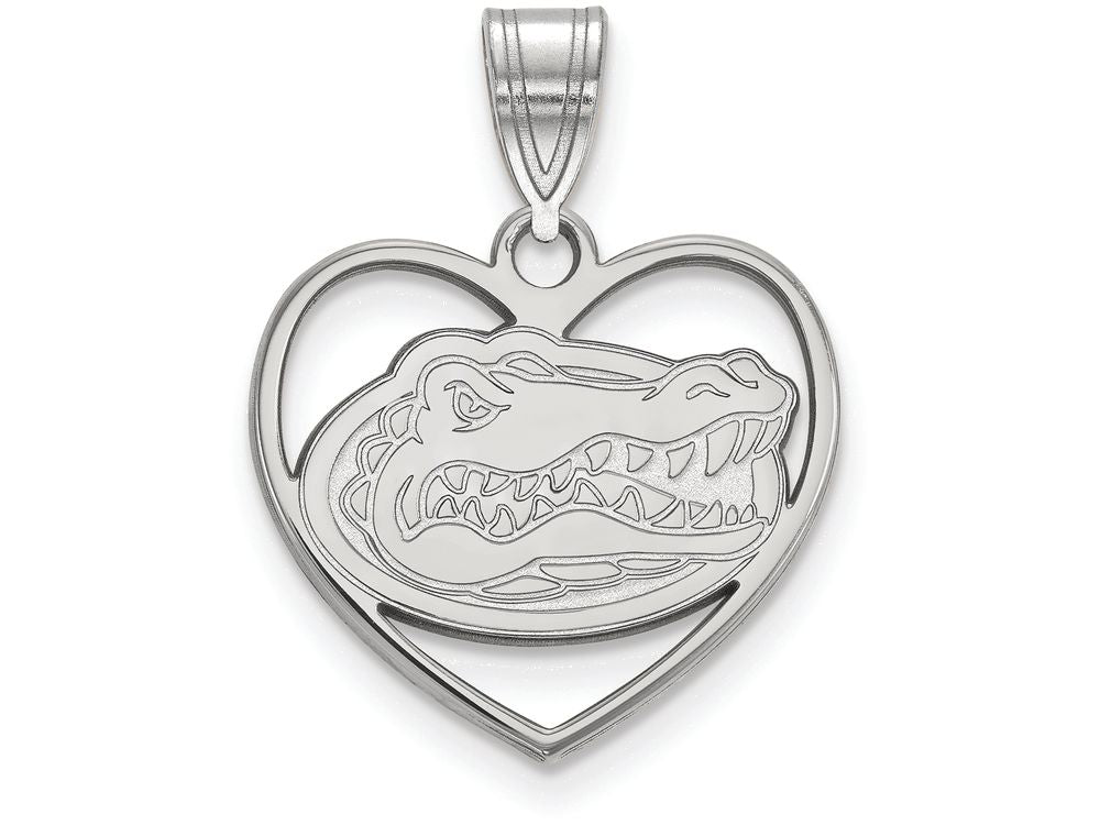 LogoArt Sterling Silver University Of Florida Pendant Necklace In Heart