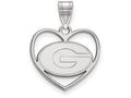 LogoArt Sterling Silver University Of Georgia Pendant Necklace In Heart