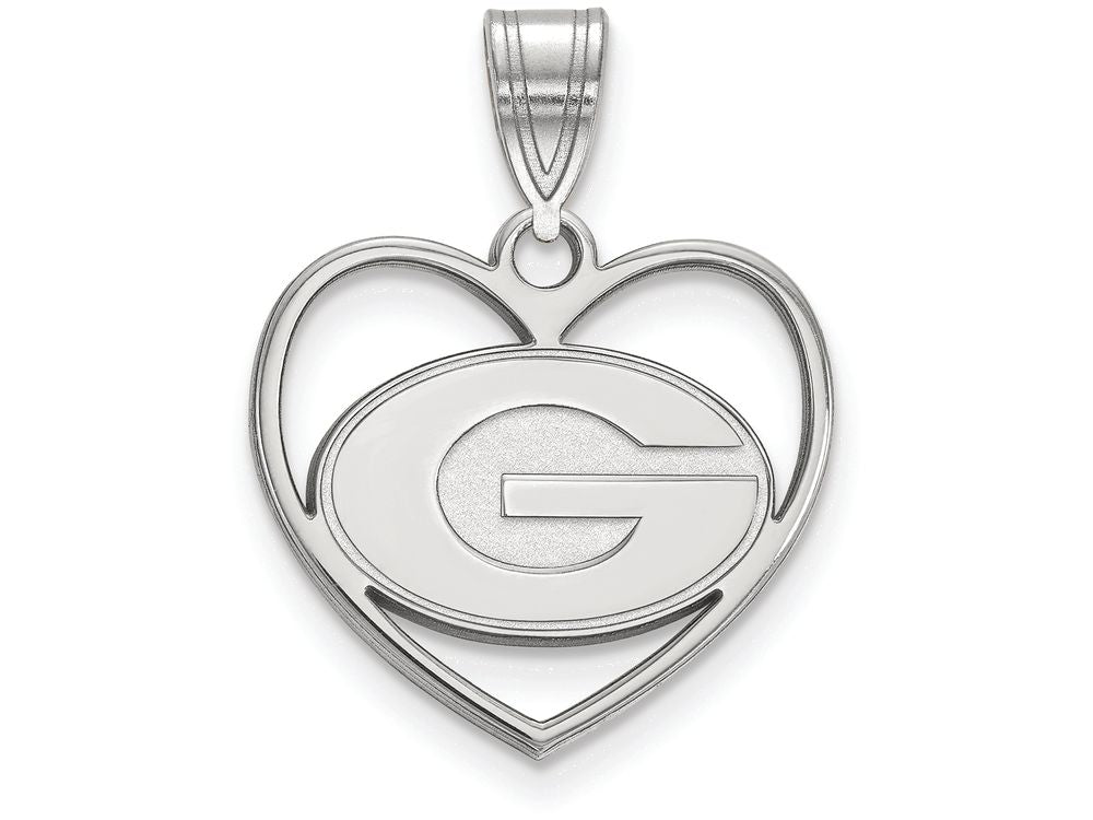 LogoArt Sterling Silver University Of Georgia Pendant Necklace In Heart