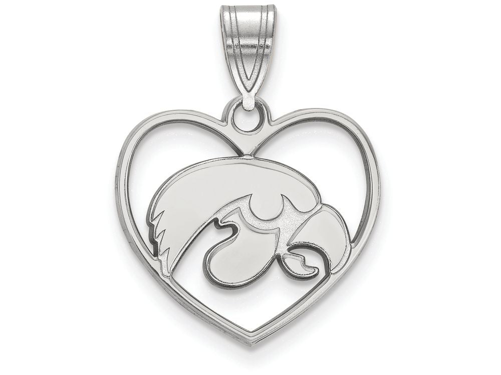 LogoArt Sterling Silver University Of Iowa Pendant Necklace In Heart