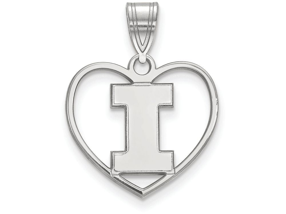 LogoArt Sterling Silver University Of Illinois Pendant Necklace In Heart