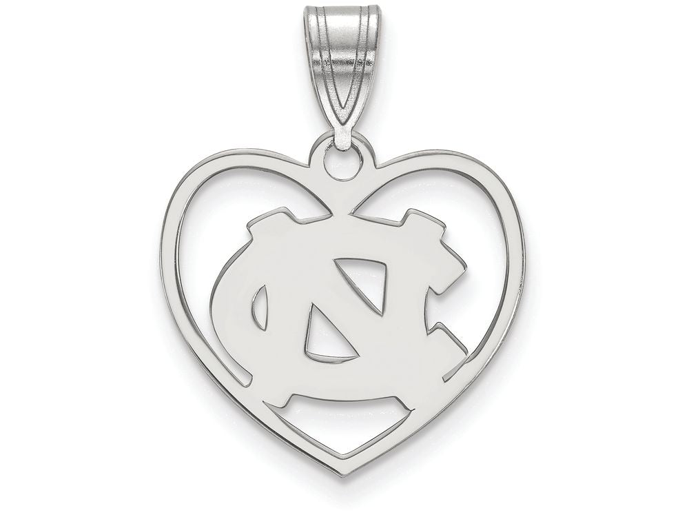 LogoArt Sterling Silver University Of North Carolina Pendant Necklace In Heart