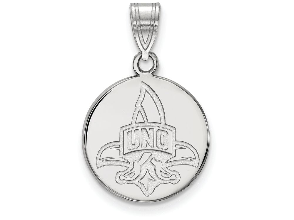 LogoArt Sterling Silver University Of New Orleans Medium Disc Pendant Necklace