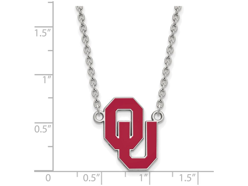 LogoArt Sterling Silver Oklahoma Large Enamel Pendant Necklace