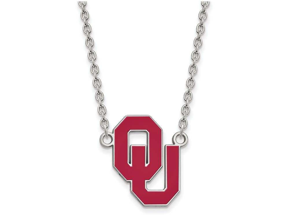 LogoArt Sterling Silver Oklahoma Large Enamel Pendant Necklace