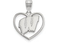 LogoArt Sterling Silver University Of Wisconsin Pendant Necklace In Heart