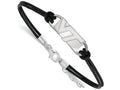 LogoArt Sterling Silver Virginia Tech Leather Bracelet Small Center