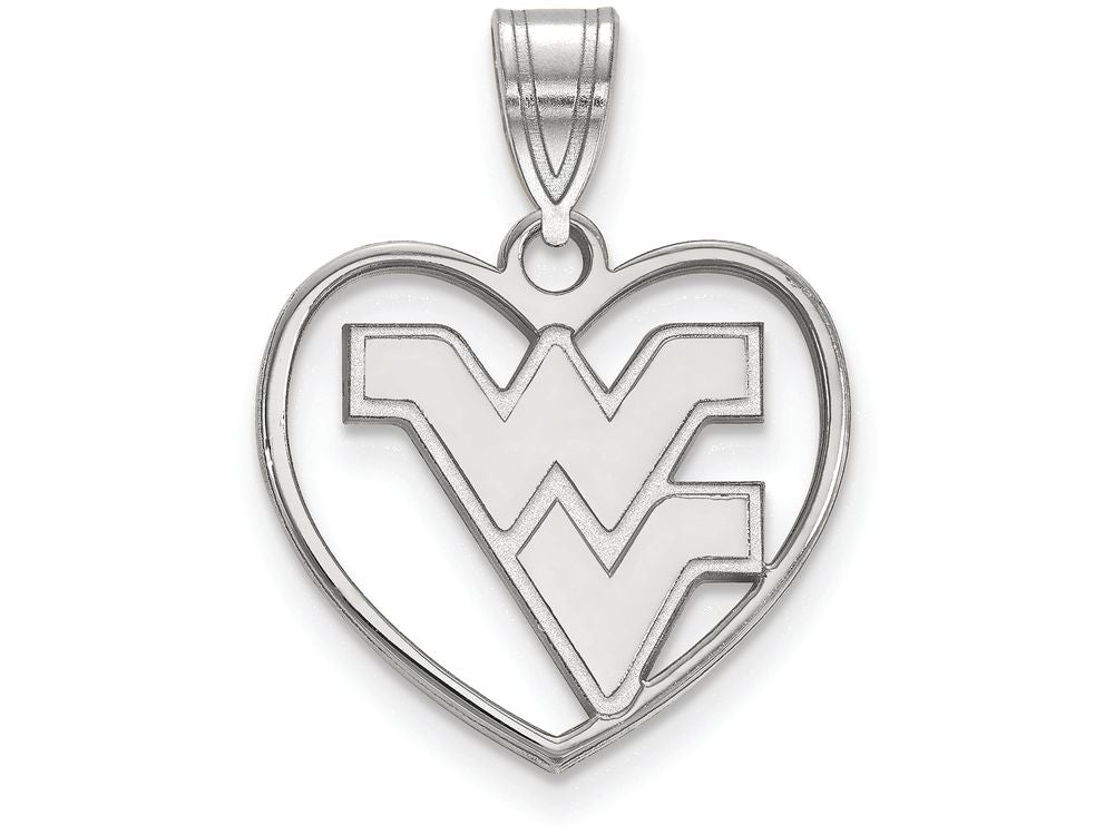 LogoArt Sterling Silver West Virginia University Pendant Necklace In Heart