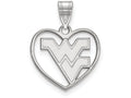 LogoArt Sterling Silver West Virginia University Pendant Necklace In Heart